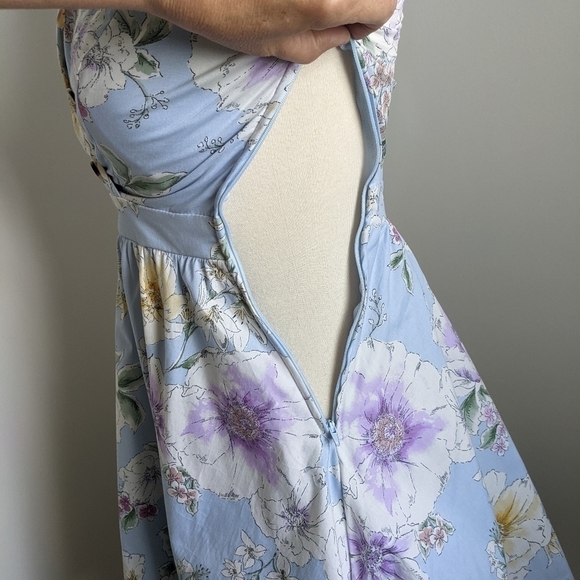 FRANCESCA'S Miami Blue A Line Floral Dress xxs nwt - Picture 9 of 11